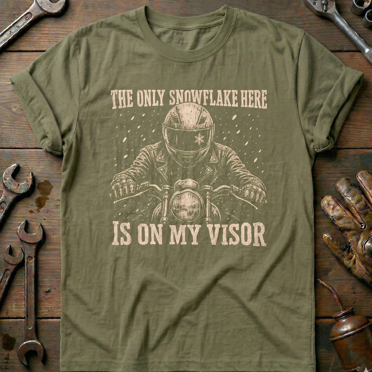 The Only Snowflake Here is on my Visor Motorcycle T-Shirt EU product image 1