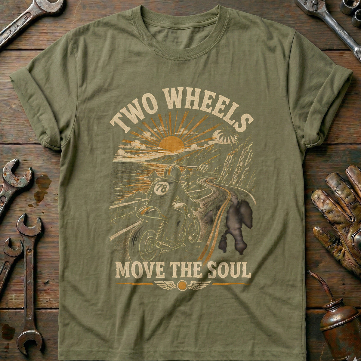 Two Wheels Move the Soul Motorcycle T-Shirt GC product image 4