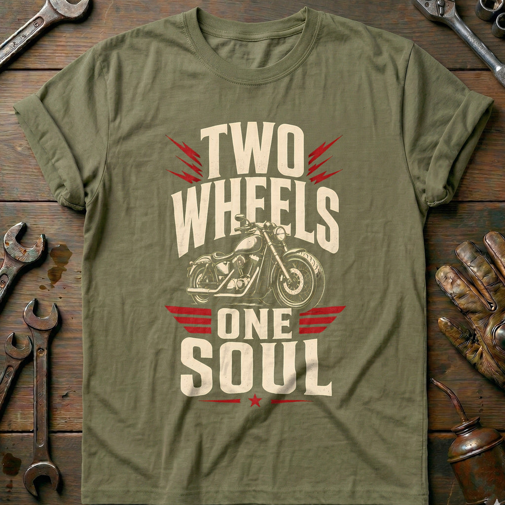Two Wheels One Soul Motorcycle T-Shirt product image 4