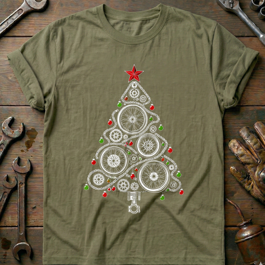 Wheels and Chains Christmas Tree Motorcycle T-Shirt GC product image 4