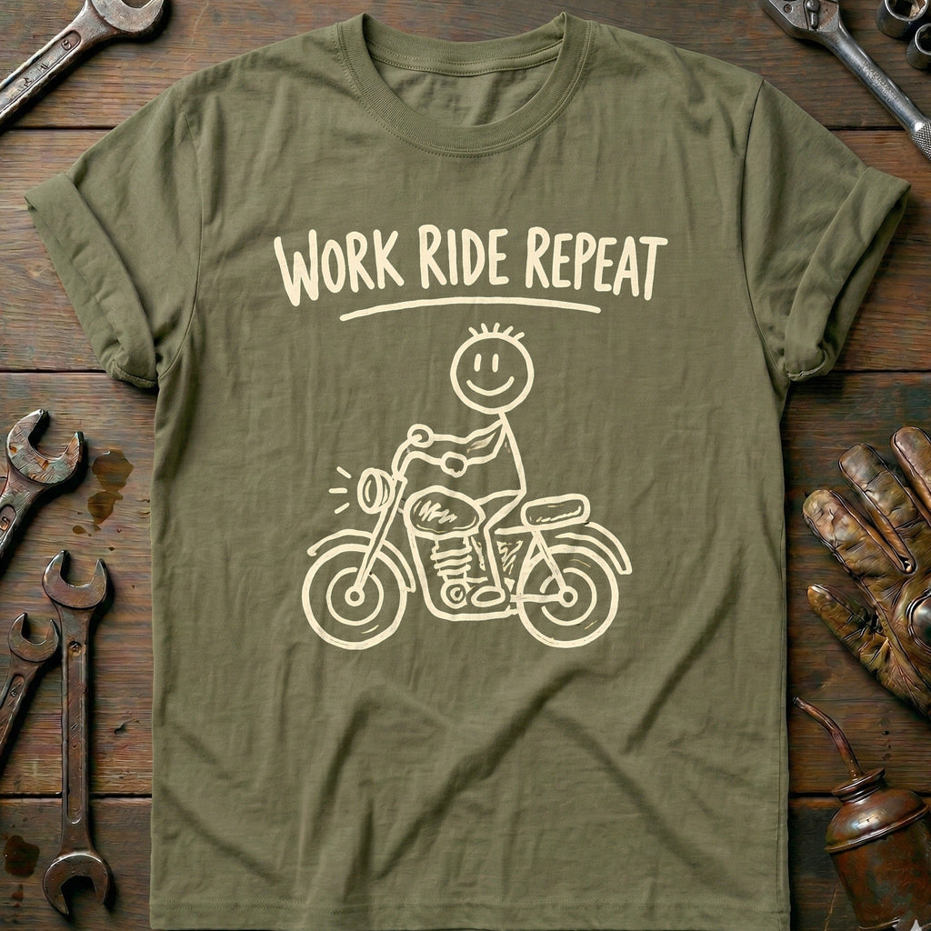 Work Ride Repeat Motorcycle T-Shirt US product image 4