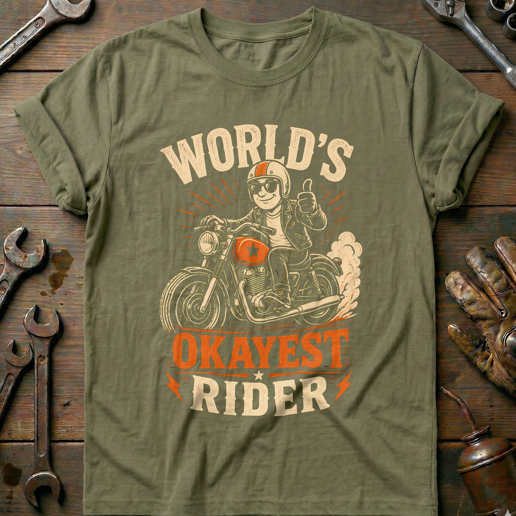Worlds Okayest Rider Motorcycle T-Shirt GC product image 4
