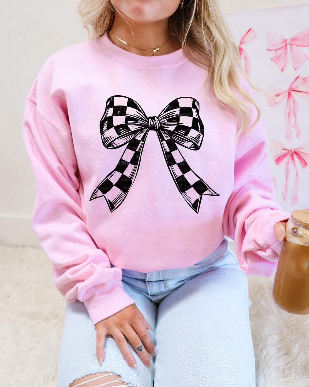 Black Checkered Bow t-shirt product image 1