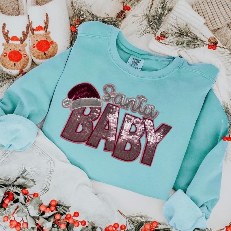 Pink sequin Santa Baby sweatshirt product image 6