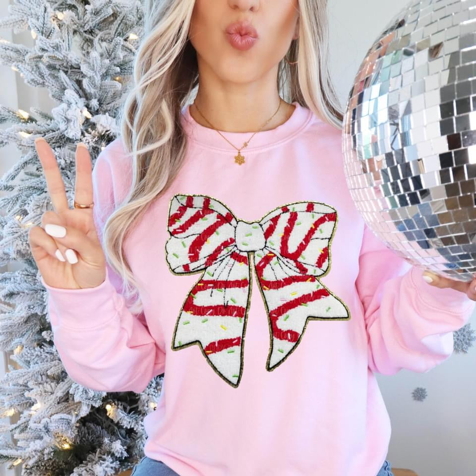 Christmas Cake Bow embroidered patch sweatshirt product image 2