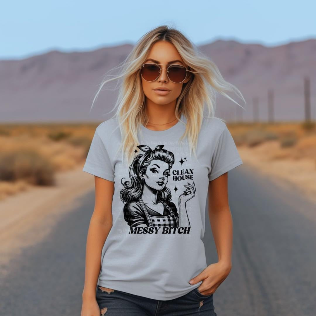 Clean House Messy Bitch tee product image 1