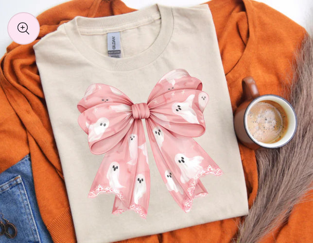 Large PINK Ghost Bow T-shrt product image 2