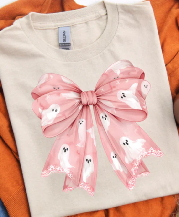 Large PINK Ghost Bow T-shrt product image 1