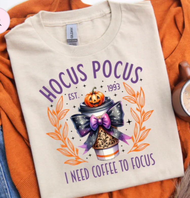 Hocus Pocus I need coffee to focus t-shirt product image 1