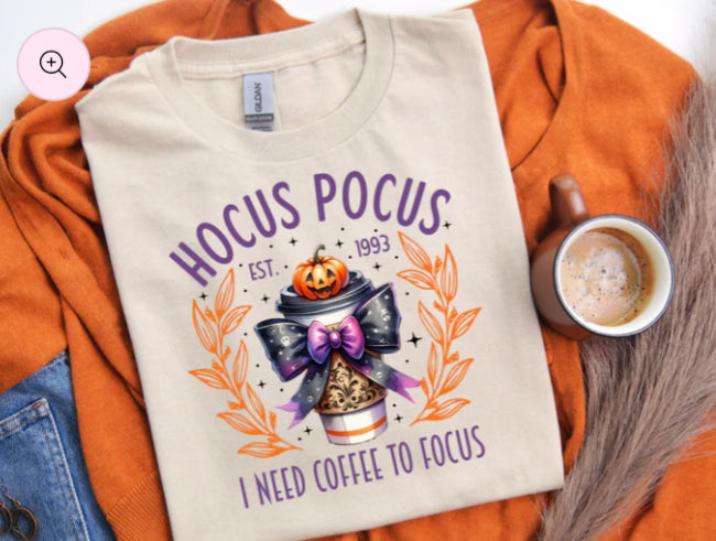 Hocus Pocus I need coffee to focus t-shirt product image 2