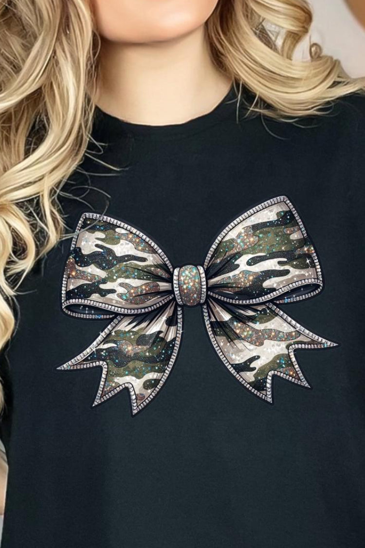 Faux Rhinestone CAMO Bow tee product image 2