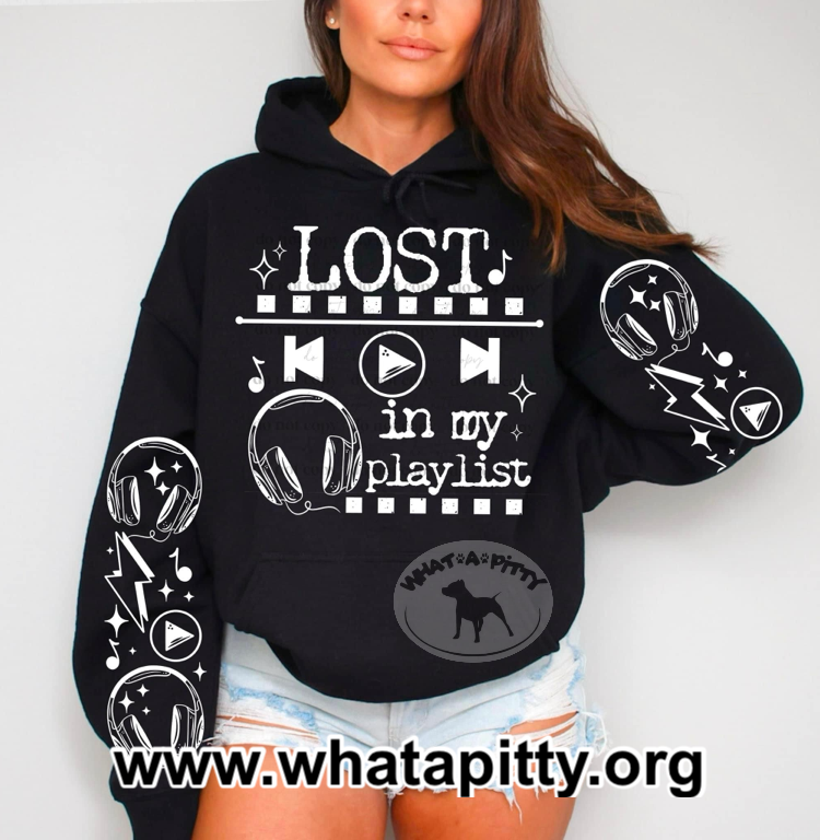 Lost in My Playlist sleeve design sweatshirt (White Ink) product image 1