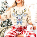 Reindeer, blue & white floral design sweatshirt product image 1
