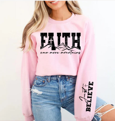 FAITH Can Move Mountains sweatshirt with sleeve design product image 1