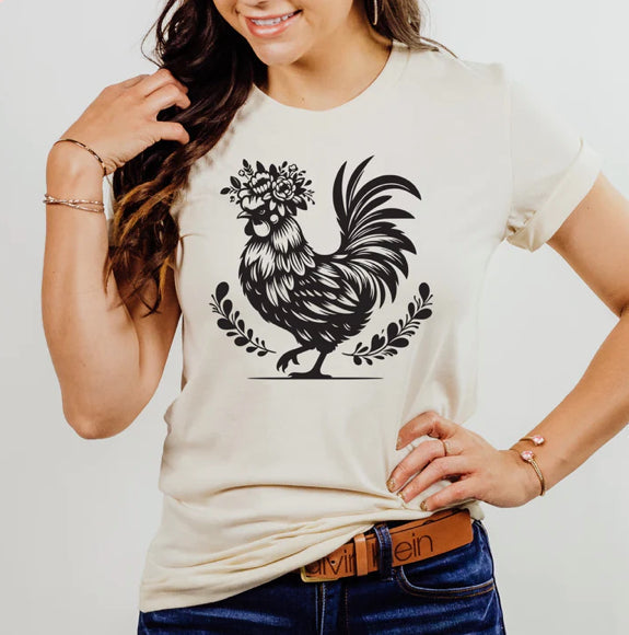 Fancy Floral Chicken tee product image 1