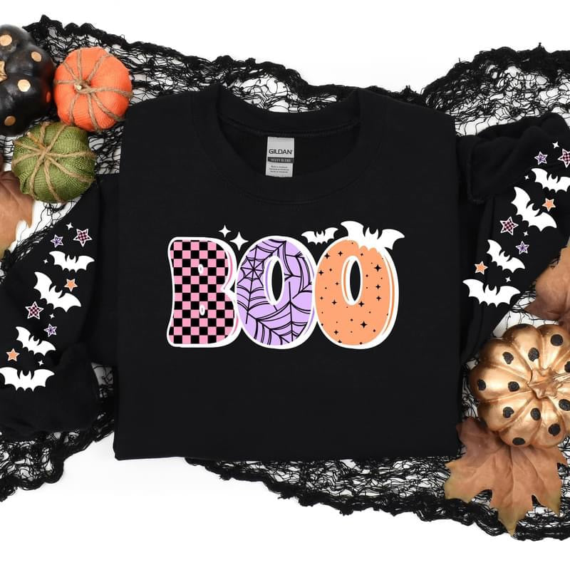 BOO sweatshirt with bats (White Ink) product image 4