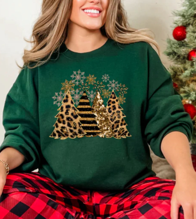 Cheetah & Faux glitter trees tee product image 1