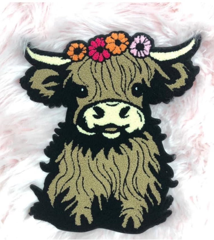 Floral Shaggy Cow Chenille Patch sweatshirt product image 1