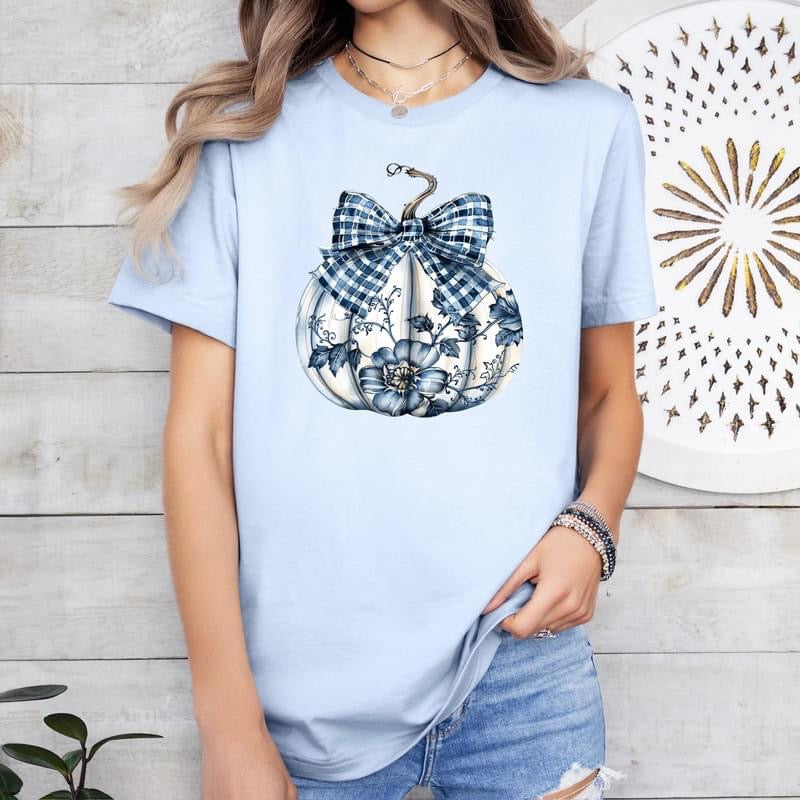 Blue Floral Pumpkin tee product image 2