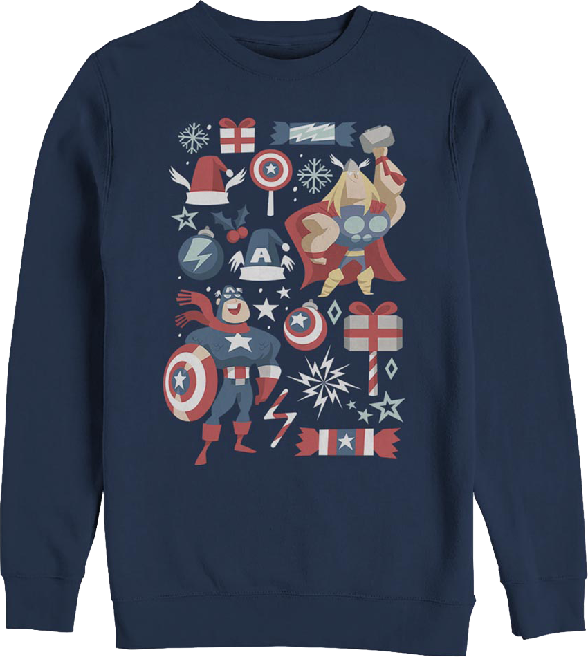 Captain America And Thor Marvel Comics Christmas Sweatshirt product image 1