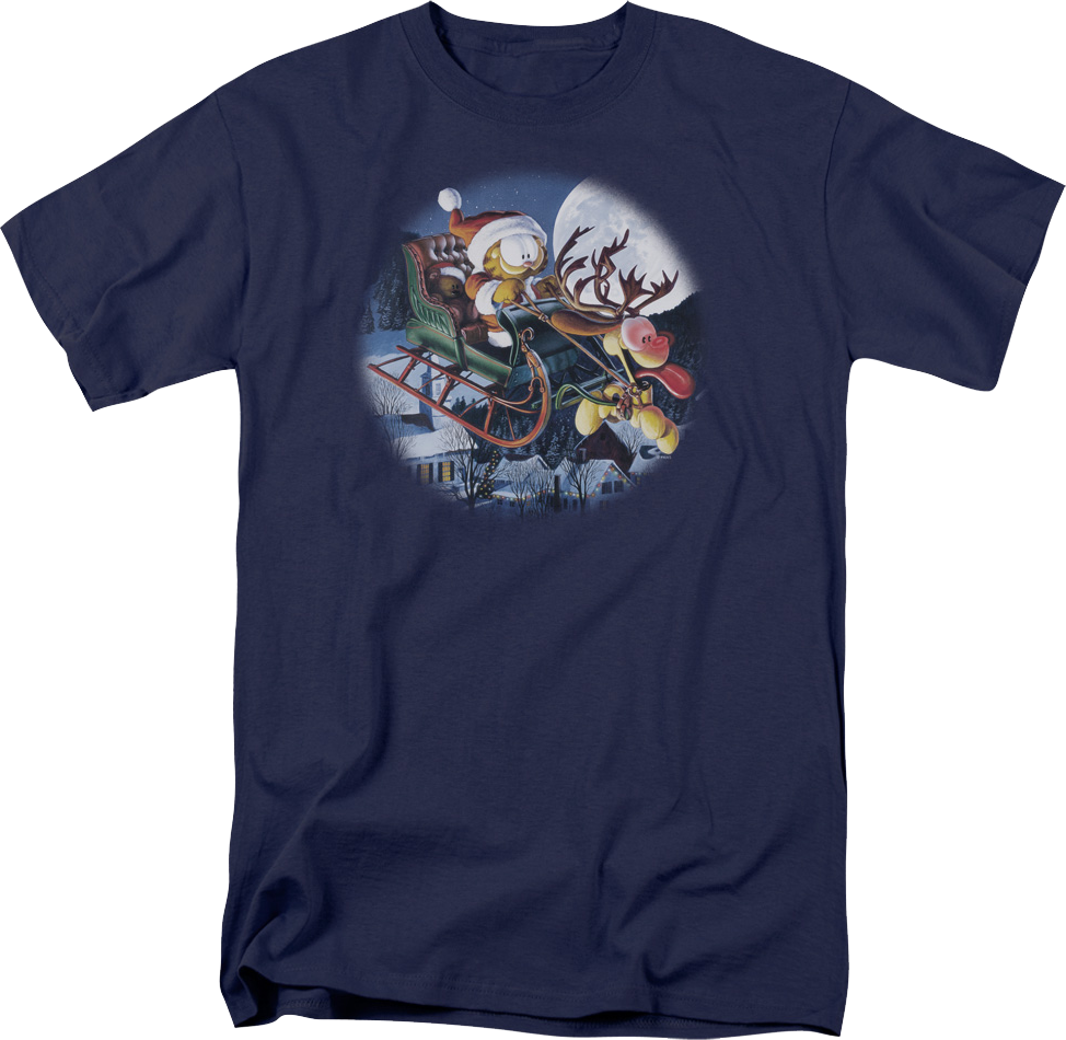 Christmas Sleigh Ride Garfield T-Shirt product image 1