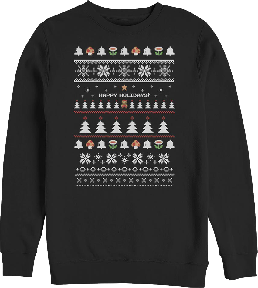 Happy Holidays Faux Ugly Xmas Sweater Super Mario Bros. product image 1