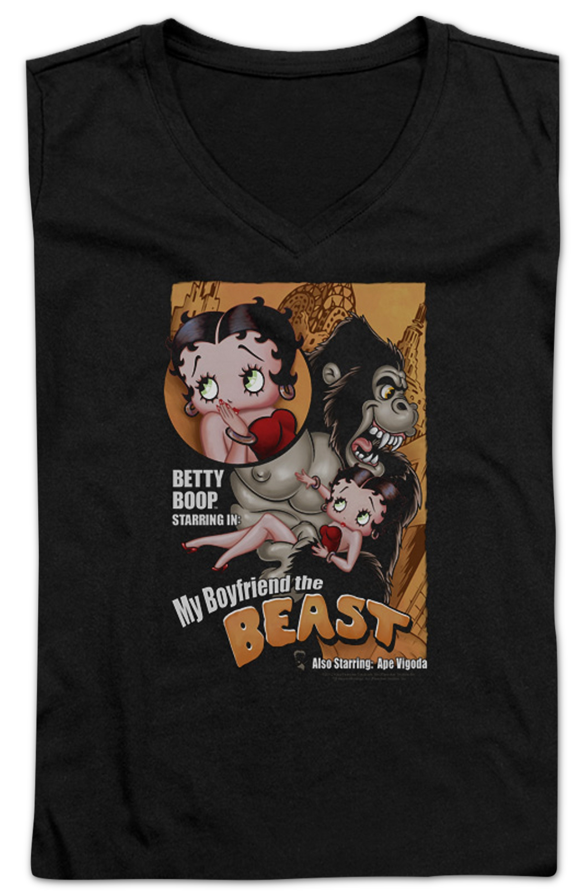 Ladies My Boyfriend the Beast Betty Boop V-Neck Shirt product image 1