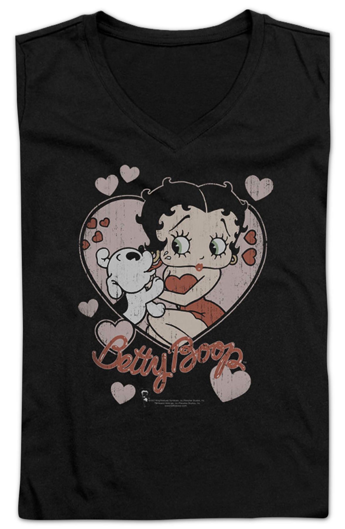 Ladies Puppy Love Betty Boop V-Neck Shirt product image 1