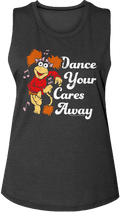 Ladies Retro Dance Your Cares Away Fraggle Rock Muscle Tank Top