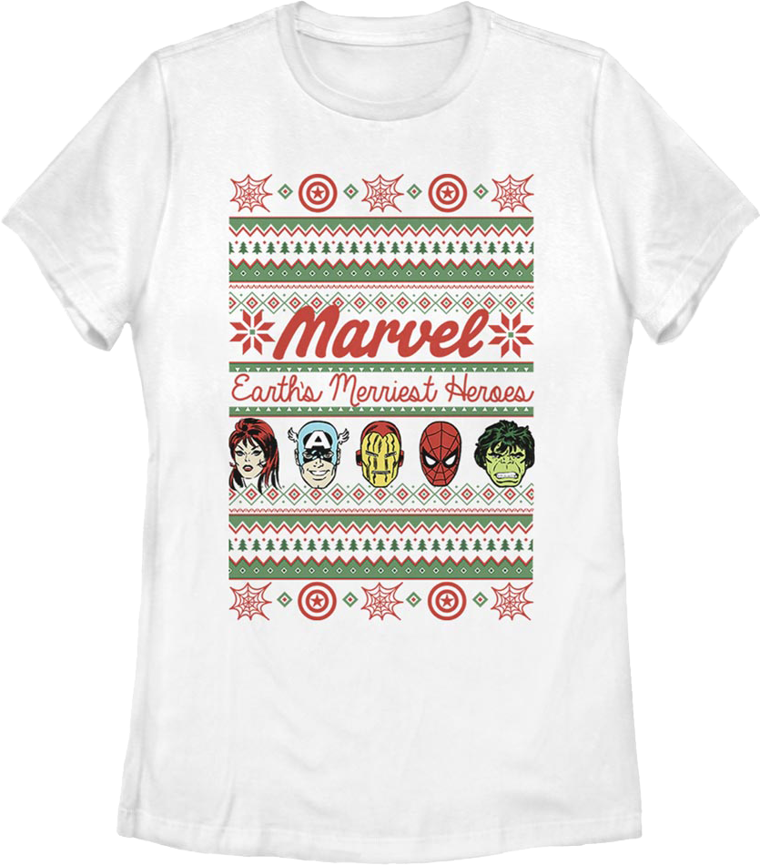Womens Avengers Earth's Merriest Heroes Marvel Comics Shirt product image 1