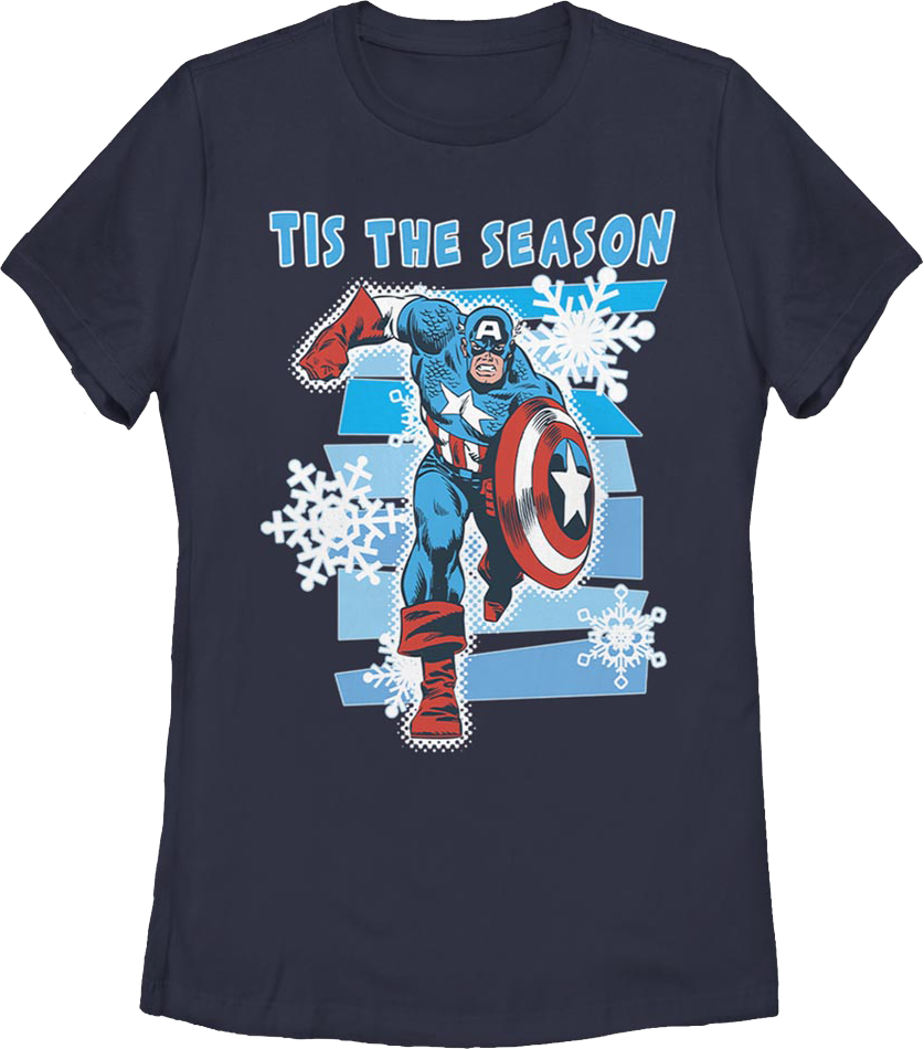 Womens Captain America Tis The Season Marvel Comics Shirt product image 1