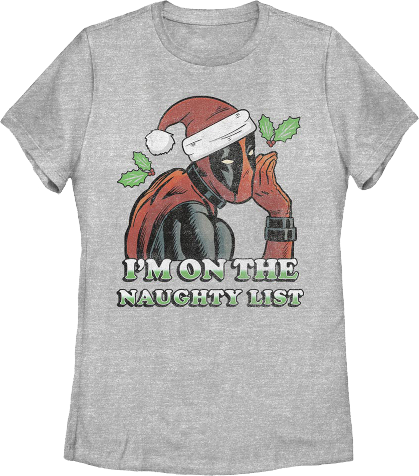 Womens Deadpool I'm On The Naughty List Marvel Comics Shirt product image 1