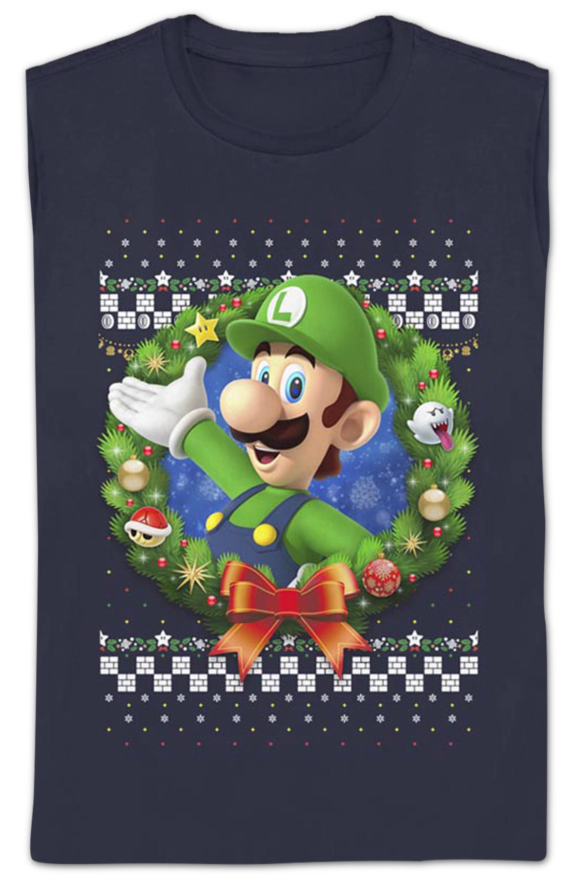 Womens Luigi Faux Ugly Christmas Sweater Nintendo Shirt product image 2