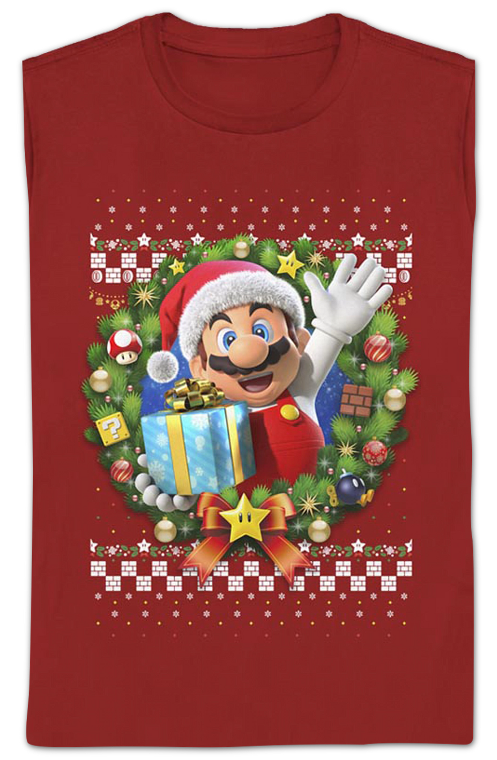 Womens Mario Christmas Wreath Nintendo Shirt product image 2
