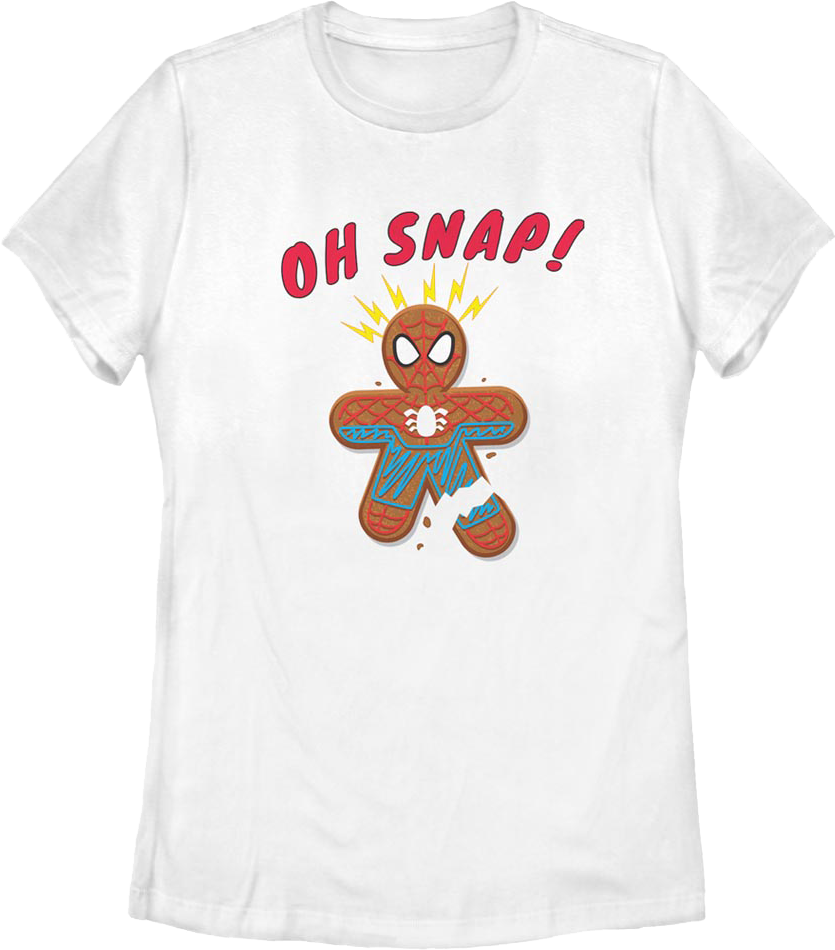 Womens Oh Snap Gingerbread Spider-Man Marvel Comics Shirt product image 1