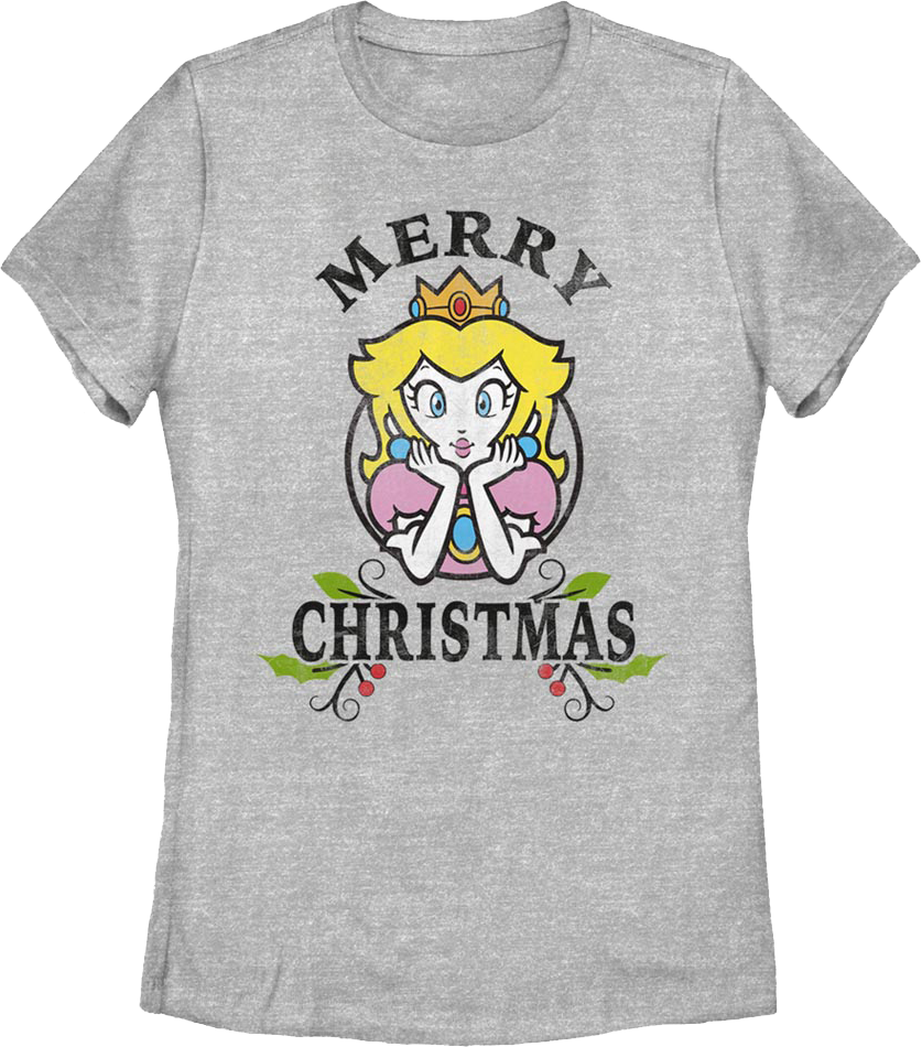 Womens Princess Peach Merry Christmas Nintendo Shirt product image 1