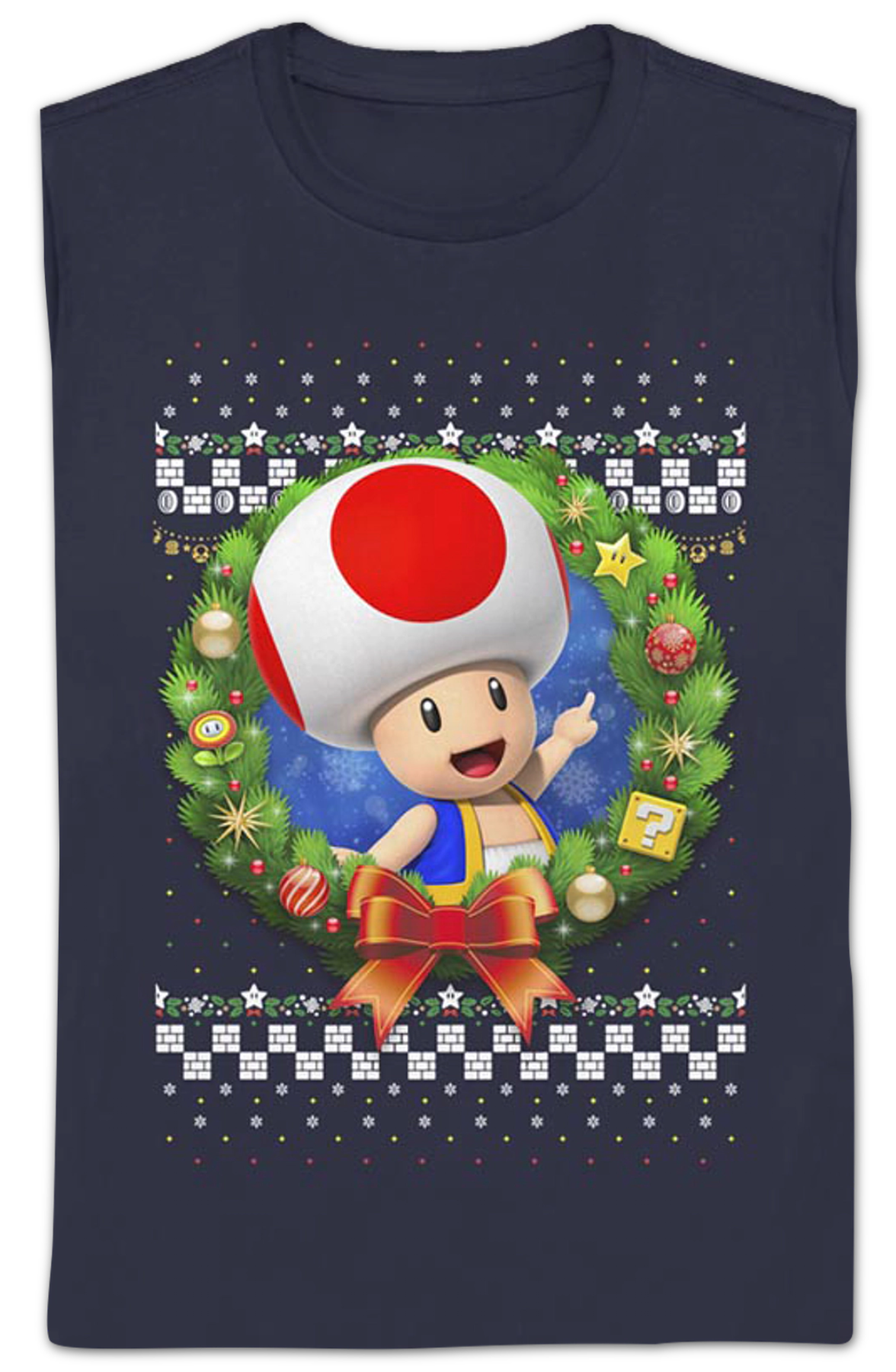 Womens Toad Christmas Wreath Super Mario Bros. Shirt product image 2